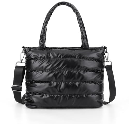 jingyuKJ Sac à main matelassé pour femme - Sac fourre-tout matelassé léger - Sac à bandoulière rembourré avec fermeture éclair - Double bandoulière - Sac à main rembourré en duvet de coton