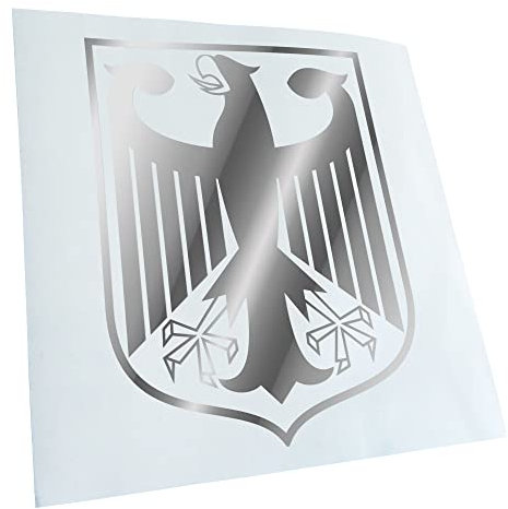 Kiwistar - Autoaufkleber - Chrom - 24x19cm Bundeswappen Deutschland Rahmen - Heckscheibe Auto Aufkleber wetterfest für Kfz LKW Mofa Truck - Sticker außen selbstklebend Tuning Zubehör für Fenster