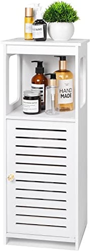 AIKTOTA Badezimmerschrank Aufbewahrung Badezimmer Boden Schrank Organizer mit Tür und offenem Regal, Aufbewahrungseinheit Freistehender Organizer Schränke für Schlafzimmer (Modern) (65H cm)