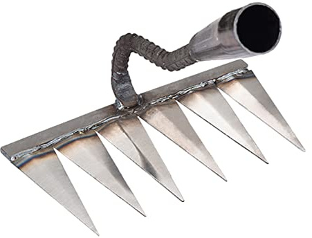 Garden Harke Gartenrechen Laubharke, Vertikutierrechen Handrechen Aus Metall Für Gartenarbeit, Unkraut Jäten Carbonstahl-Handrechen Für Vertikutieren, Jäten, Kultivieren, Robuster Steinkies Wurzelzink