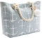 crazy bean Handtasche Strandtasche mit Reißverschluss Umhängetasche Shopper Groß für Laptoptasche Streifen Tote Bag xxl Familie Canvas Tasche Damen Herren Saunatasche,Grauer Anker