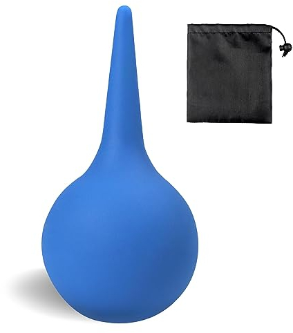 AWAVM Seringue d'oreille à ventouse en caoutchouc, réutilisable pour nettoyer les oreilles, boule de nettoyage pour enlever le cérumen, convient pour adultes et enfants, bleu lisse