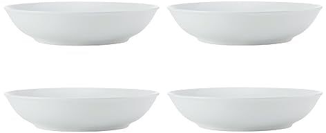 Mikasa Chalk Set de 4 bols à pâtes en porcelaine, blanc - 4x grands bols à pâtes et à soupe, 23cm - Emballage cadeau, va au micro-ondes et au lave-vaisselle