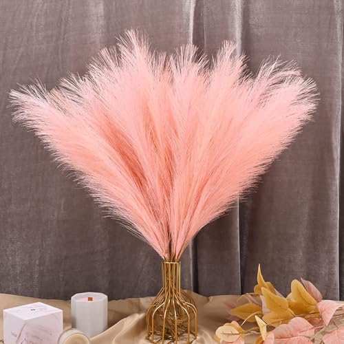 VMINOG Pampas Decorative 30 Pezzi Piume Decorative,Fiori Secchi Decorativi,55 Cm Bouquet Fiori Secchi,Arredamento Boho Pampas Decorative Alte,Per Matrimoni, Feste,Home Decor(Rosa)