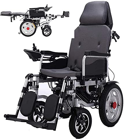 Zusammenklappbarer Hochleistungs-Elektrorollstuhl mit Kopfstütze, verstellbarer Rückenlehne und Pedal, Joystick, Antrieb mit elektrischem Antrieb oder Verwendung als manueller Rollstuhl