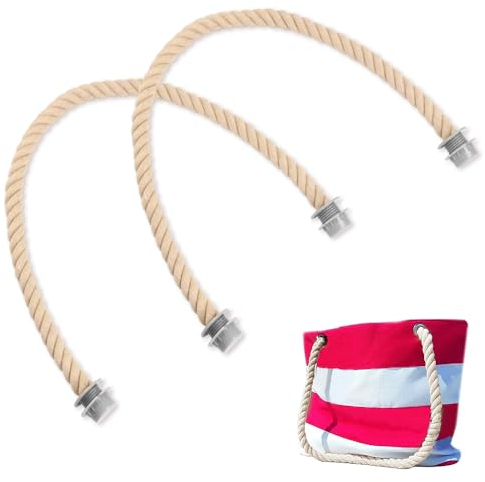 Kleemeiero 2 PZS Asas para Bolsos Trenzado Cuerda 65 * 2CM Asas de Repuesto Asas de Algodón Trenzadas para Bolsos de Mano en Forma de U Asas para Bolsos para Bandolera DIY (Beige)