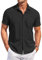 COOFANDY Men's Short Sleeve Casual Shirts Business Shirt Non Iron Shirt Summer Beach Button Down Shirts with Pocket Black XL