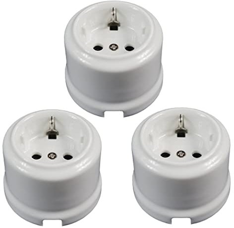 3 Unidades Enchufe Porcelana Empotrado con Obturador para Protección Infantil 16A/250V