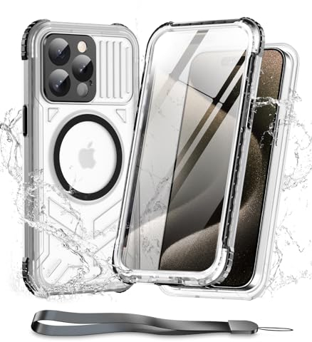 WIFORT for iPhone 15 Pro Case Waterproof, Compatible with MagSafe, 360 Full Body Shockproof with Built-in Screen Protector & Camera Protection,Scratch-Resistant Back, Translucent Case for iPhone 15Pro