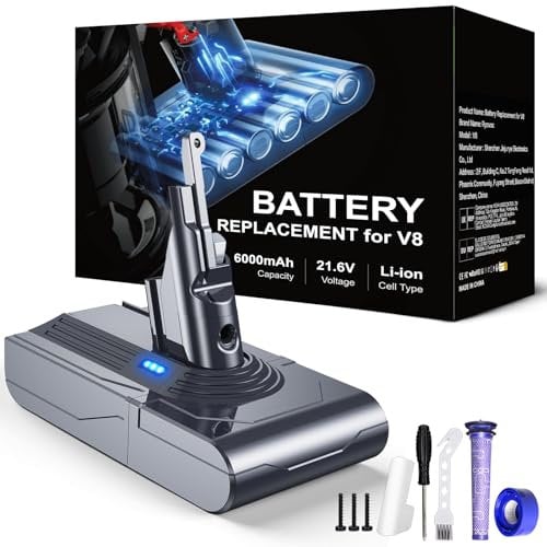 6000mAh Akku kompatibel mit Dyson V8 Absolute, Animal, Animal Exclusive, Fluffy, SV10, V8 Range, Ersatzakku für(215681, 967834-02)