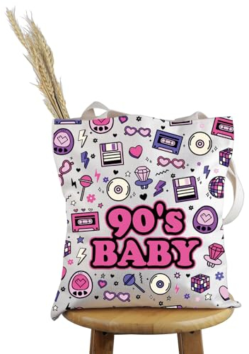 Pyoul 90er Jahre inspiriertes Geschenk Born in den 90er Jahren Tote Bag 90er Jahre Party Handtasche 90er Jahre Kid Vibe Merch, Born in the 90s Tote Bag, medium