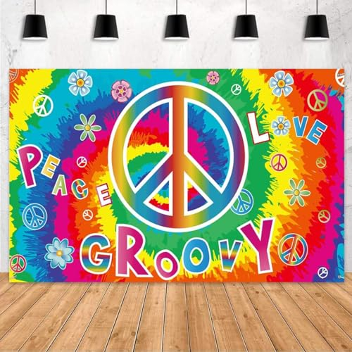 hippie deko, 60s Party Dekorationen, Hippie Groovy Hintergrund, Fotoautomat Requisiten Hintergrund mit Seil, Hippie Thema Groovy Party Dekoration, 180 x 120 cm