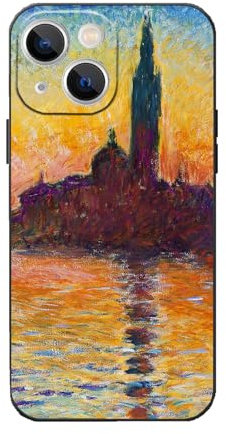 Artizgcase Niedliche iPhone 13 Hülle, Twilight Venice von Claude Monet Handyhülle für Damen und Herren, Naturlandschaftsmalerei