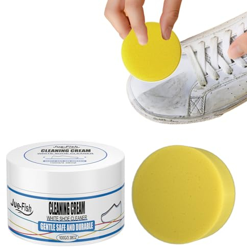 Magic Shoes Fleckenentferner Creme,100g Creme Weiße Schuhputzcreme,Schuhe Reinigungscreme,Weiße Schuhputzcreme,Shoe Cream,Schuhe Reinigungscreme Creme,Für weiße Schuhe,Sportschuhe