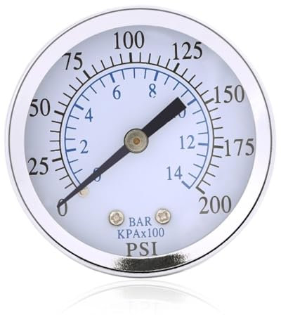 0-200 Psi Fuel Pressure Gauge, Mini Accurate Pressure Gauge, 2.05 Inch Dial Size, 1/4 NPT Thread Mount, Metal Case, Water Pressure Meter for Water Pumps, Oil Systems, Pneumatic Air