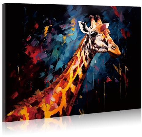 JBER Giraffe Leinwand Gemälde Wandkunst, geeignet für Badezimmer Dekoration, Poster Home Decor, lustige Tier Dekoration, gerahmt, 60 X 40cm
