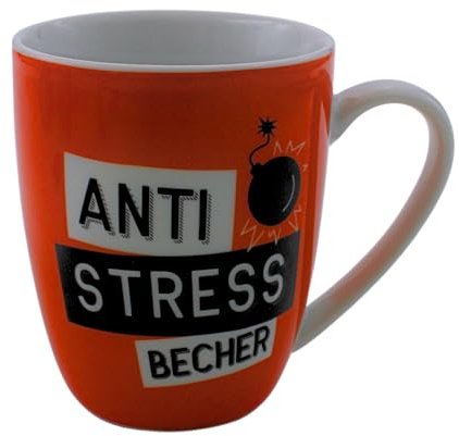 Dekohelden24 Kaffeebecher/Tasse aus Porzellan, Motiv: Anti-Stress-Becher. Größe H/Ø: 9,8 x 8,2 cm, Fassungsvermögen 250 ml, Spülmaschinengeeignet.