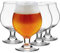 Meolibour Beer Glasses Set of 4, 16 OZ Classic Craft Goblet Glasses, Premium Tumbler Set, Pub, Unique Design Beer Glasses, Dishwasher Safe