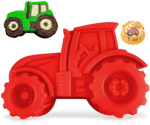 Moule de Cuisson Tracteur 3D, Voiture Moule Silicone, Tracteur Forme de Camion Moule, Moule à Gâteau Tracteur pour Gâteau, Pain, Chocolat, Dessert Pudding, Rouge