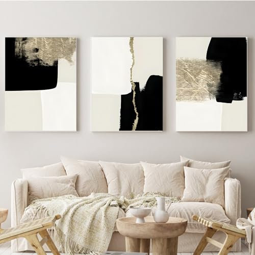 HEHGVCF Moderne Abstrakte Wohnzimmer Leinwandbilder Beige Gold,Minimalistisch Wandbilder Kunstdruck Wandbilder Deko für Wohnzimmer Schlafzimmer Ohne Rahmen (a+b+c,20 x 30cm)