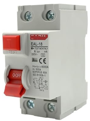 LTUNKHWP Disjoncteur électromagnétique à Courant résiduel 2P 30mA Type A, Interrupteur de sécurité différentiel 6A, 10A, 16a, 20A, 25A, 32A, 40A, 50A, 63A(10A)