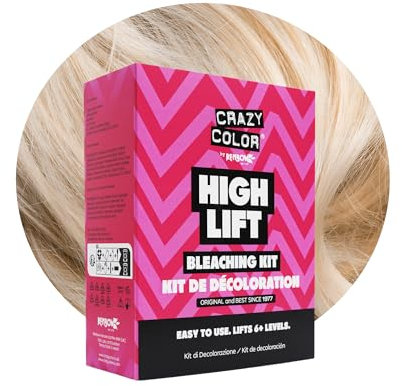 Crazy Color High Lift Bleaching Kit. Pre-lightener Powder Bleach & 30 Vol (9%) Developer | Achieve up to 6+ levels of lift. Vegan & Cruelty Free