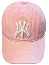 BLUECHOLON Berretto da bambino con ricamo NY a 6 pannelli con chiusura regolabile. con fori di ventilazione ricamati. Cappellino per bambini, ragazze e ragazzi Tra 4 e 13 anni, rosa chiaro, 30