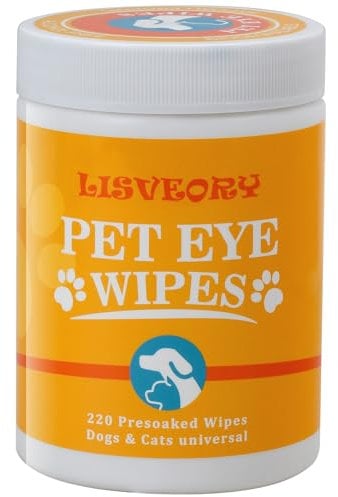 220 Dog Eye Wipes Biodegradable textured pre-soaked Dog Wipes - Hypoallergenic Cleaning For Dogs and Cats - Jojoba Oi Remove Tear Stains, Dog Eye Crust & Eye Discharge