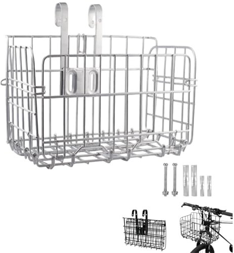 LEXICANMHS Panier de vélo Pliable - Panier à Bagages Suspendu à l'avant et à l'arrière - Support de Rangement à Fermeture Rapide pour Guidon de vélo et Porte-Bagages arrière (Argenté)