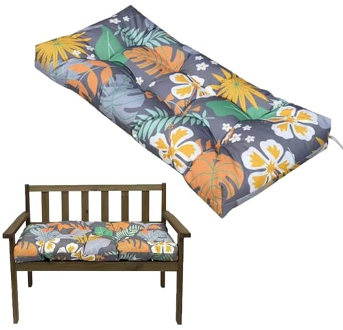 DATSH Waterproof 2-Seater Garden Bench Cushion 130x50cm with Non-Slip Straps - Patio Furniture Replacement Pad for Indoor & Outdoor Benches, Dining & Kitchen Seats, Swing Chair (Yellow Leaves)