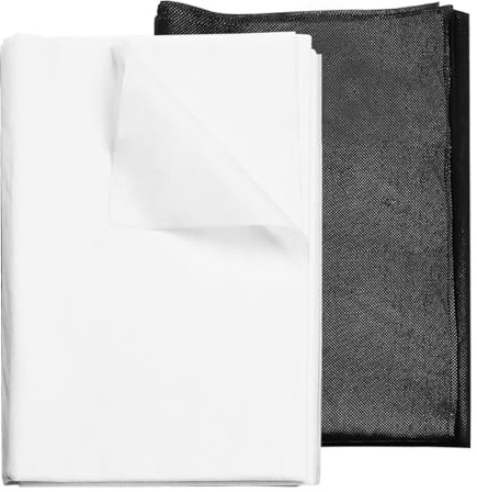 msymsyu 4㎡ strykfleece 50 g/㎡ strykinlägg 2 ark volymfleece | Svart (100 x 100 cm) och vitt (100 x 300 cm) fleecetyg för strykning vid skrynklor, sömnad och förstärkning av kläder