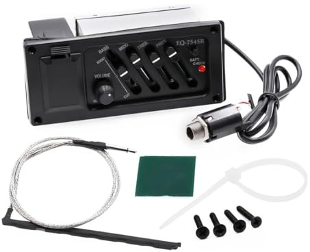 Hoite Sistema de preamplificador con ecualizador de 3 bandas y pastilla piezoeléctrica para guitarra acústica en estudio en vivo