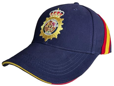 Durabol Gorra Policía Nacional Española,Cinta Bandera de España, Ajustable,6 Paneles 100% algodón Peinado,Hombre Beisbol,Golf, Pádel, Deportiva,Tenis y Uso Diario