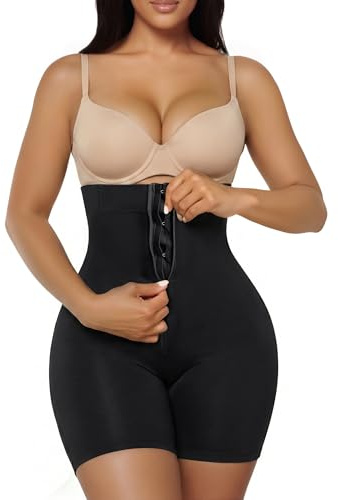 SHAPERX Shapewear Shorts for Women Tummy Control High Waist – Seamless Body Shaper with Zip & Hooks, No Roll Thigh Slimmer, Invisible Under Dress, Firm Control for Daily Wear