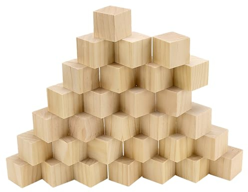 NAMYEUT 30 Stück 50x50x50mm Holzwürfel Blanko Holzklötze, Unbehandelt Holzwürfel zum Basteln, Bastelwürfel Holz Würfel Groß für Basteln, DIY Puzzle, Stempel