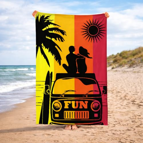 MALIKA Premium Strandlaken 75x150 cm aus 100% ägyptischer Baumwolle Velours - Öko-Tex Standard 100 - Extra weich & saugstark - Strandtuch, Saunatuch & Badetuch für Damen, Herren & Kinder, Bulli