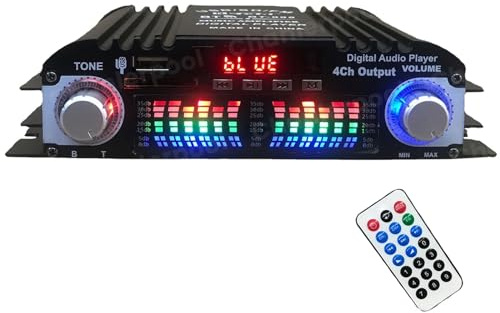 DJ Controller, 1600W Peak Power HiFi Sound Amplifier Digital 4 Channel Player FM Radio Support Remote Control
