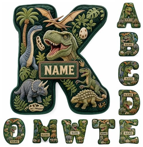 Personalisiertes 3D Dinosaurier Buchstaben Kissen mit individuellem Namen, Plüsch Initial Kissen A-Z geeignet für Schlafzimmer und Wohnzimmer Geburtstagsgeschenk für Männer und Frauen Party-Andenken