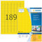 HERMA 4237 Farbige Etiketten gelb, 100 Blatt, 25,4 x 10 mm, 189 pro A4 Bogen, 18900 Stück, selbstklebend, bedruckbar, matt, blanko Papier Farbetiketten Aufkleber