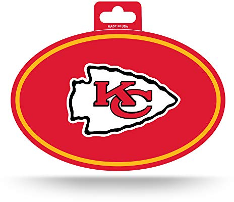 Rico Industries Sticker NFL Kansas City Chiefs Color Team Logo Oval Aufkleber, Teamfarbe, Einheitsgröße