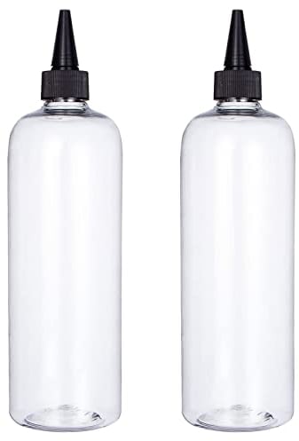 Sdootbeauty Hair Color Bottle Applicator, Applicator Bottle 16 ounce, Squeeze Bottle for Hair, PET Plastic Refillable Bottles with Twist Top Cap-2 Pack,Transparent