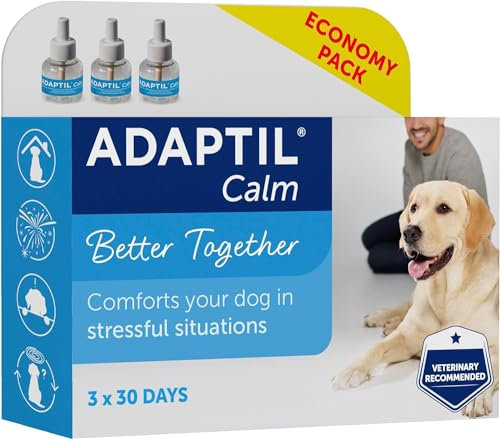 30 Day Refill X 3 For Adaptil Calm Home Diffuser For Dogs | Refill Value Pack For Adaptil Dog Calming Plug In Pheromone Diffuser To Help Reduce Anxiety And Stress In Pet Dogs