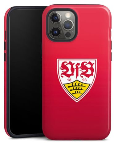 Panzer Handyhülle kompatibel mit Apple iPhone 12 Pro Max robuste Outdoor Hülle Schutzhülle glänzend Offizielles Lizenzprodukt VfB Stuttgart Bundesliga
