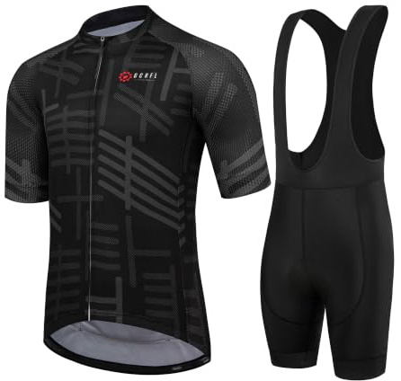 GCRFL Herren Radtrikot Sets Rennrad Shorts Ärmel Trikot + Trägerhose mit 4D Gepolstert, Fahrradbekleidung Set für Herren