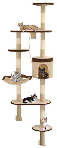 Ksodgun Wandkratzbaum mit Sisal-Kratzsäulen Katzenbaum Kratzbaum Kletterbaum Katzenkratzbaum Katzenmöbel 194 cm Beige/Braun
