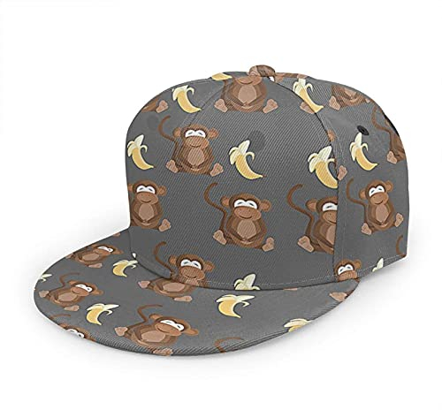 Oaieltj Unisex Baseballkappe Damen Herren Junge Mädchen Mode verstellbar 3D gedruckt Flat Bill Baseball Cap, Affe liebt Banane, One size