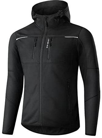 INBIKE Fahrradjacke Herren Wasserdicht Softshelljacke Übergangsjacke Winter Radjacke Laufjacke Funktionsjacke Winterjacke Wanderjacke Atmungsaktiv Warm Outdoorjacke Schwarz L