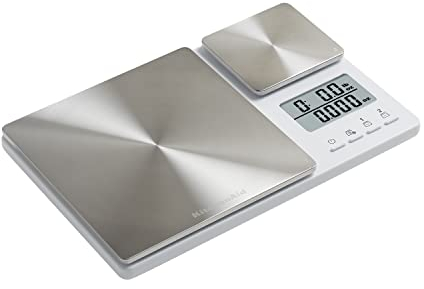 KitchenAid KQ909 Dual Platform Digital Kitchen and Food Scale, 11 Pound Capacity and Precision 16oz Capacity, White with Stainless Steel