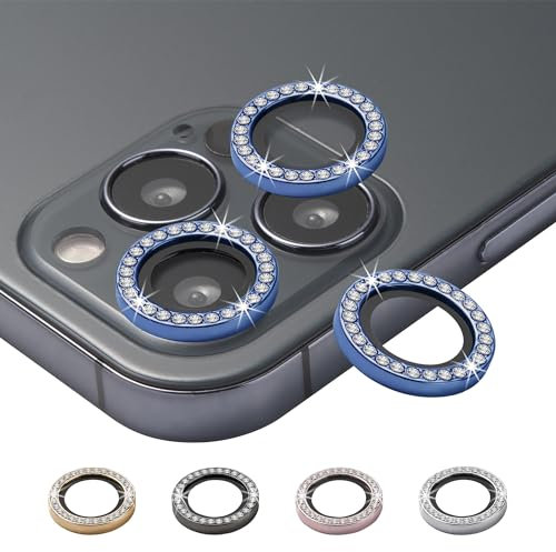BISLINKS Bling Diamond Camera Lens Ring Cover Protector Tempered Glass Blue Compatible With iPhone 11 Pro