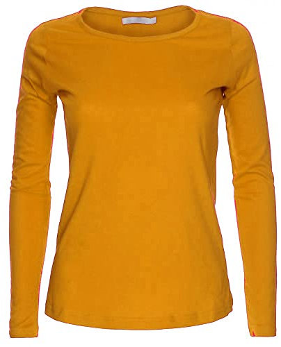 LessThanTenQuid Ladies Womens Plain Stretchy Long Sleeve Round Neck Top UK Sizes 8-24 (Orange, 8-10)